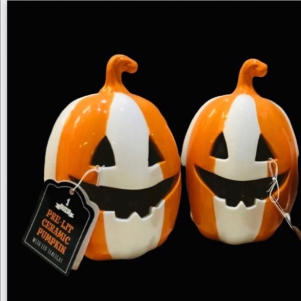 2 Target Pre-lit Ceramic  Pumpkin